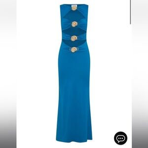 Peppermayo Blue Maxi Dress with Gold Accents